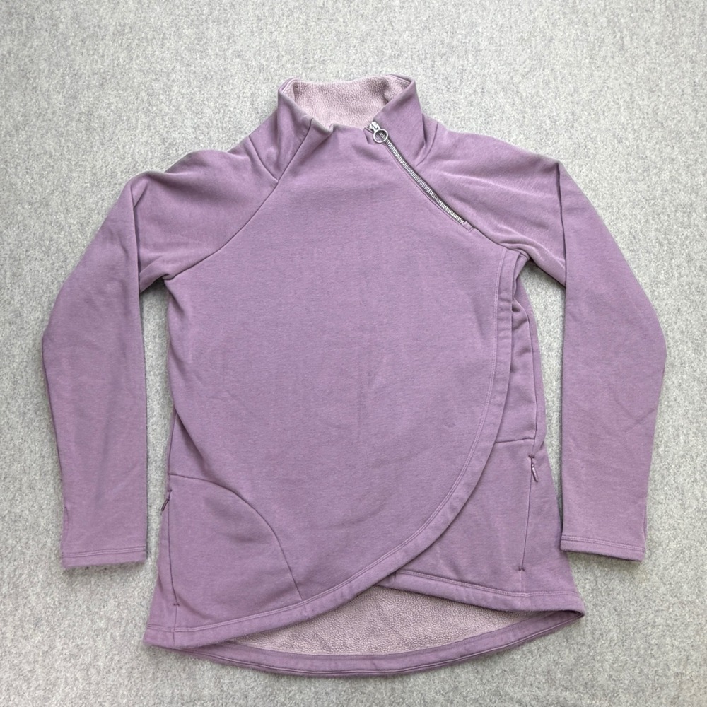 Athleta Fleece Women M Tall Asymmetric Zip Purple Athleisure Gorpcore Granola